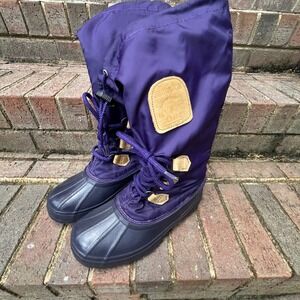 SOREL Snow Lion Winter Snow Boots Purple Nylon Duck Boots Lace Up Women's 7 Tall